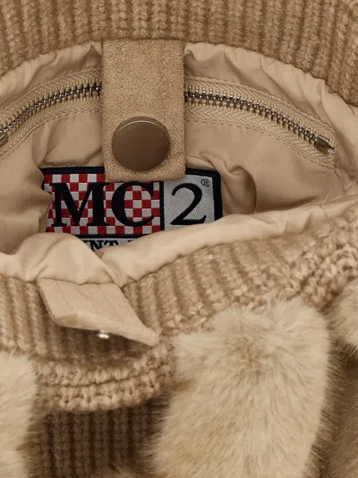 Mc2 Saint Barth 'vanity Mini Shearling Rib' Handbag In Neutral