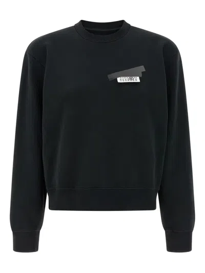 Mm6 Maison Margiela Mm6 By Maison Margiela Wool Taped Label Crewneck Sweater In Black
