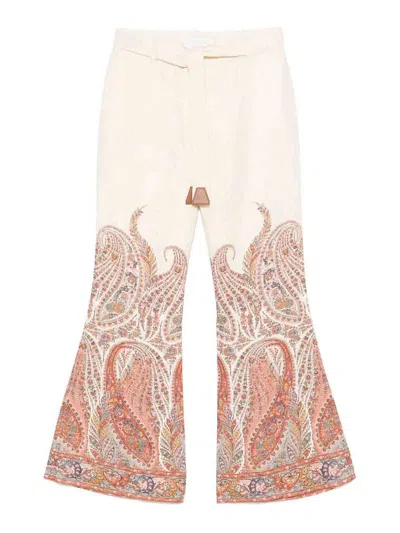 Zimmermann Rhiannon Flared Linen Pants In Multi