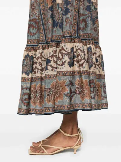 Zimmermann Ascension Tiered Midi Skirt In Multi