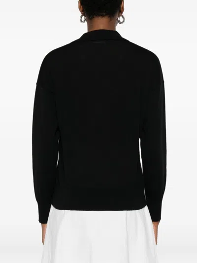 Alpha Studio Black Shirt With Polo Collar And V-neck  In Black