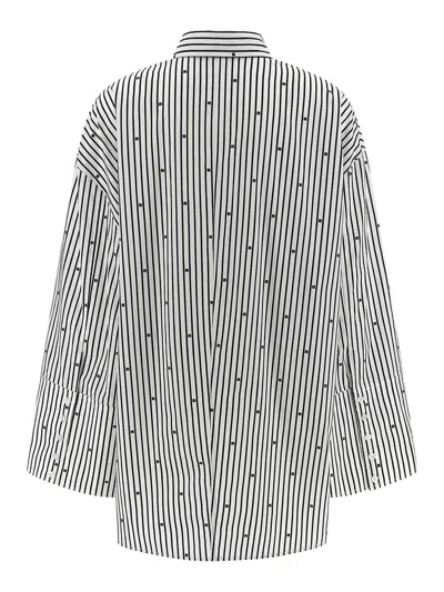 Rotate Birger Christensen Poplin Oversized Striped Shirt In White