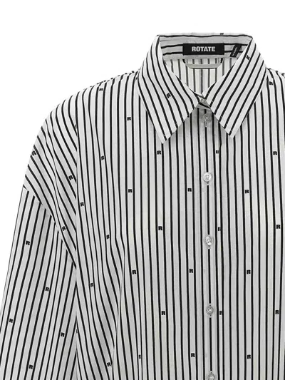 Rotate Birger Christensen Poplin Oversized Striped Shirt In White