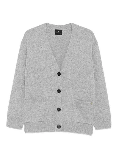 Anine Bing Boxy Grey Cashmere Cardigan With Button Closure In Gray