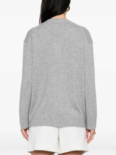 Anine Bing Boxy Grey Cashmere Cardigan With Button Closure In Gray