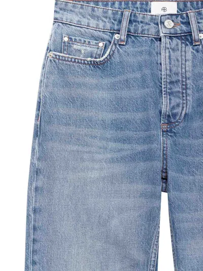 Anine Bing Bruno Destructed Frayed Jeans In Blue