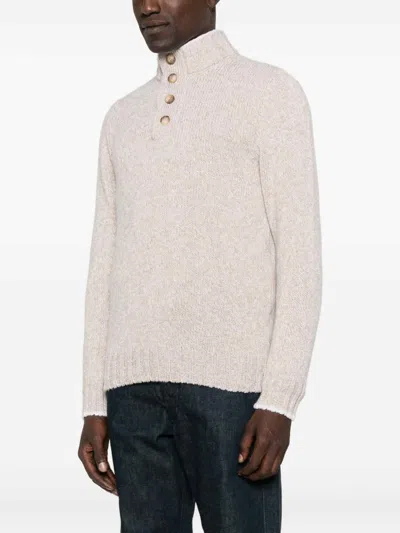 Vengera Beige Virgin Wool Sweater With High Collar In Pink