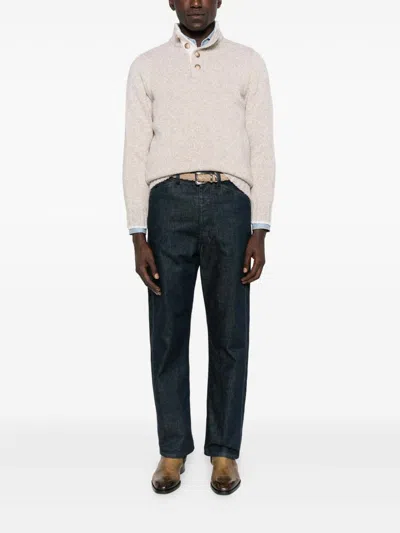 Vengera Beige Virgin Wool Sweater With High Collar In Pink