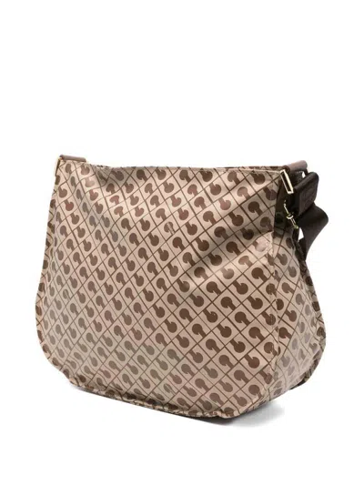 Gherardini Geometric Pattern Shoulder Bag With Adjustable Strap In White