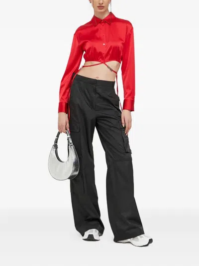 Hugo Boss Buttoned Tie Blouse In Red