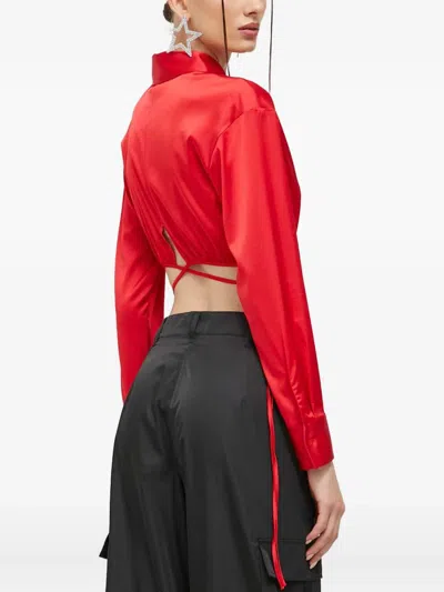 Hugo Boss Buttoned Tie Blouse In Red