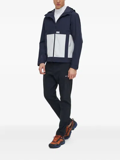 Helly Hansen Hooded Logo-print Performance Jacket In Blue