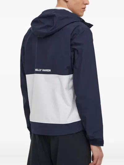 Helly Hansen Hooded Logo-print Performance Jacket In Blue