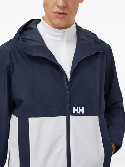 Helly Hansen Hooded Logo-print Performance Jacket In Blue