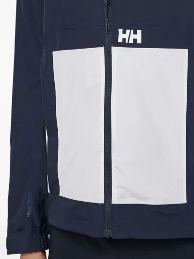 Helly Hansen Hooded Logo-print Performance Jacket In Blue