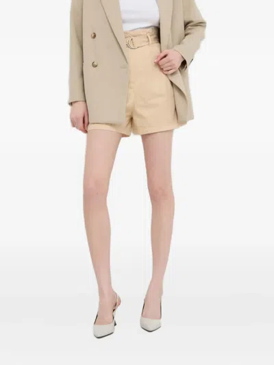 Hugo Boss Belted Pleated Shorts In Neutral