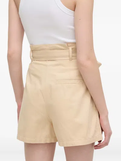 Hugo Boss Belted Pleated Shorts In Neutral
