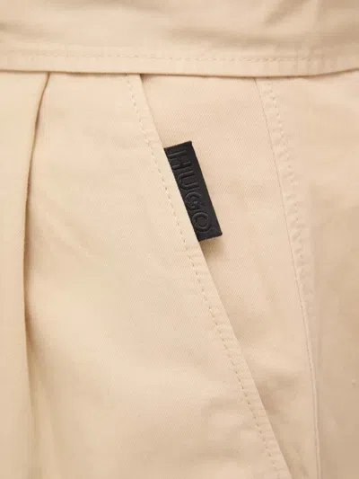Hugo Boss Belted Pleated Shorts In Neutral