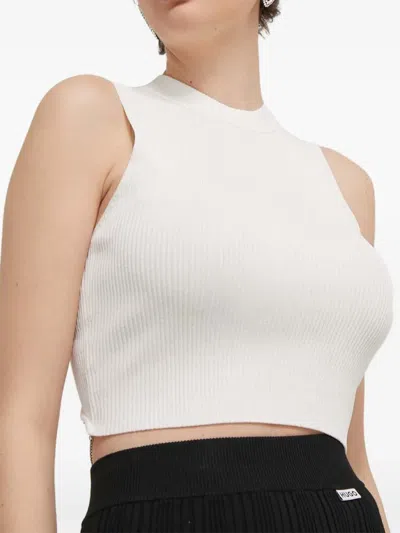 Hugo Boss Ribbed-knit Top In White | ModeSens