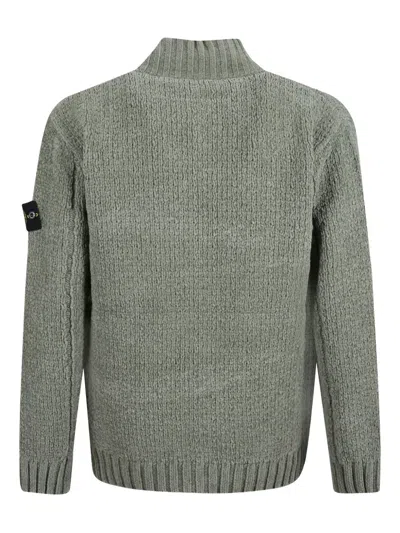 Stone Island Zip Cardigan In Gray