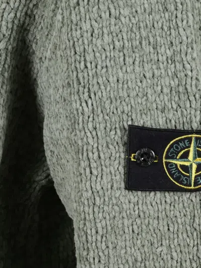 Stone Island Zip Cardigan In Gray