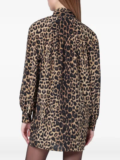 Saint Laurent Leopardprint Silk Mini Dress In Multi