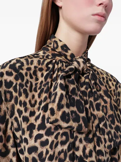Saint Laurent Leopardprint Silk Mini Dress In Multi