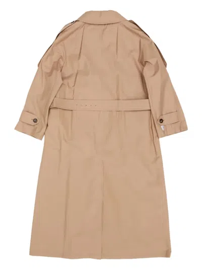 Max Mara Belted Buttoned Coat In Brown