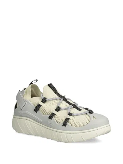 Hugo Boss Lace-up Panelled Sneakers In Gray