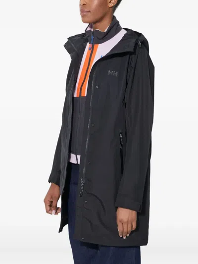 Helly Hansen Voyage Hooded Rain Coat In Black