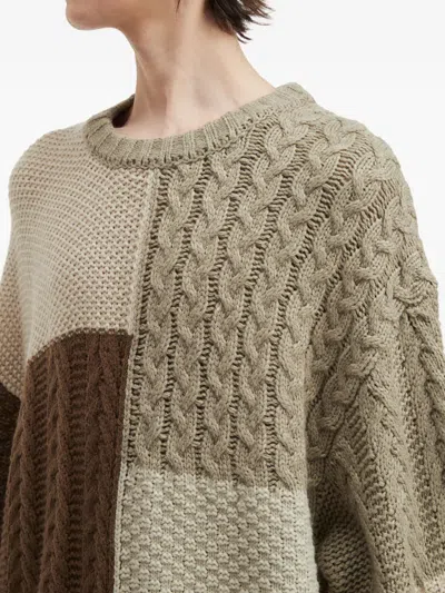 Aftermaths Patchwork Cable-knit Sweater In Multi