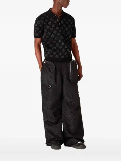 Casablanca Jacquard Monogram Polo-shirt In Black