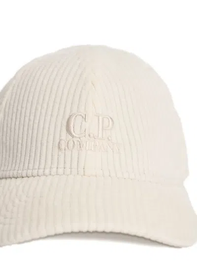 C.p. Company Corduroy Baseball Cap In White