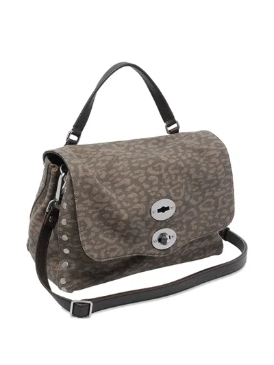 Zanellato Postina Turn-lock Animal-print Tote Bag In Gray