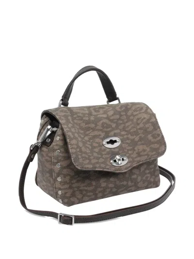 Zanellato Mini Postina Animal-print Tote Bag In Gray