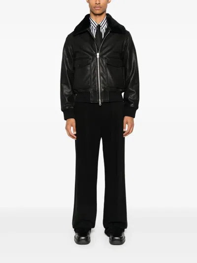 Fursac Zip-up Leather Jacket In Black