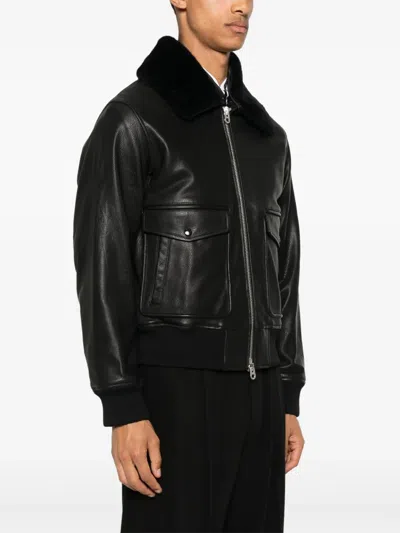 Fursac Zip-up Leather Jacket In Black