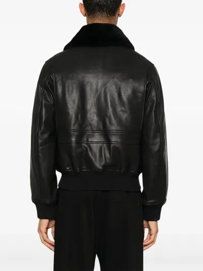 Fursac Zip-up Leather Jacket In Black