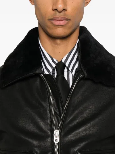 Fursac Zip-up Leather Jacket In Black