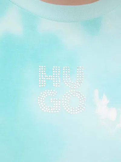 Hugo Boss Tie-dye Logo Mini Dress In Blue