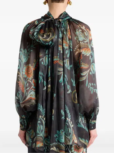 Etro Ruched Top With Scarf In Multi