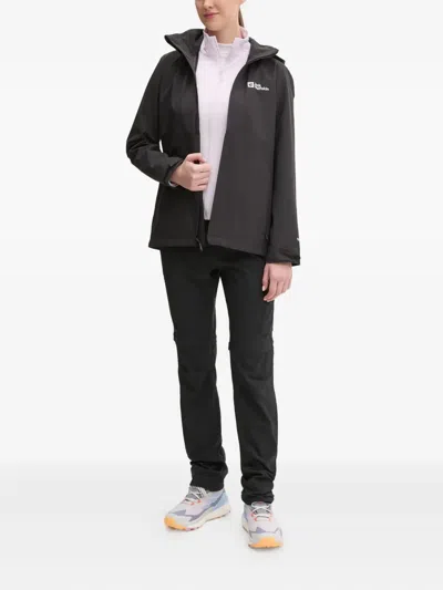 Jack Wolfskin Trailtime 2l Logo Hooded Performance Jacket In Black