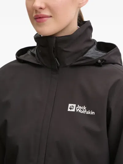 Jack Wolfskin Trailtime 2l Logo Hooded Performance Jacket In Black