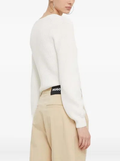 Hugo Boss Scoop-neck Sweater In White