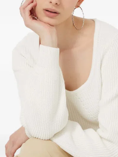 Hugo Boss Scoop-neck Sweater In White