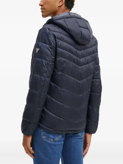 Guess Usa Hooded Zip Jacket In Blue