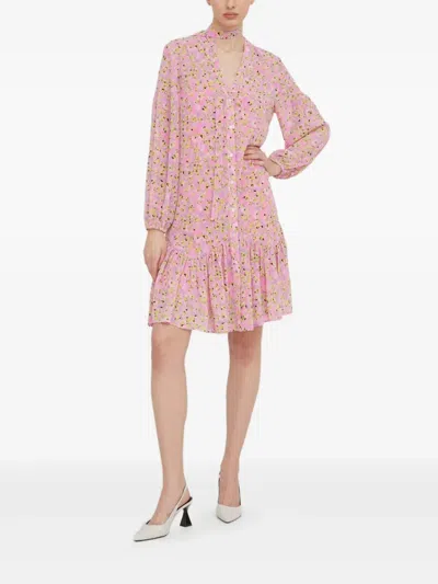 Hugo Boss Ruffled Mini Dress In Pink