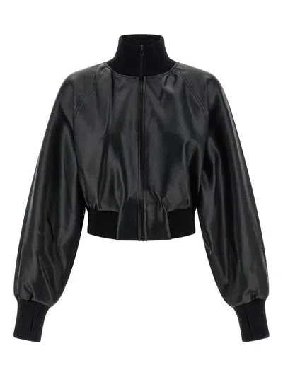 Norma Kamali High Neck Bomber Jacket Puffer Jackets Black In Black