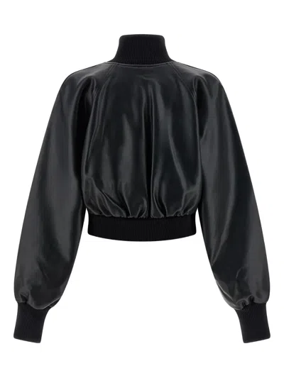 Norma Kamali High Neck Bomber Jacket Puffer Jackets Black In Black