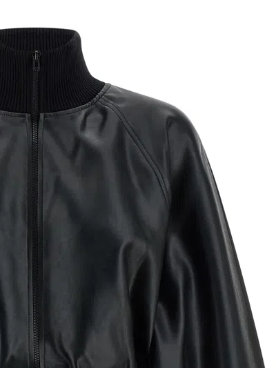 Norma Kamali High Neck Bomber Jacket Puffer Jackets Black In Black